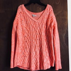 Orange/salmon cooed knit sweater